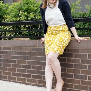 Loft petite yellow and white floral pencil skirt - OP